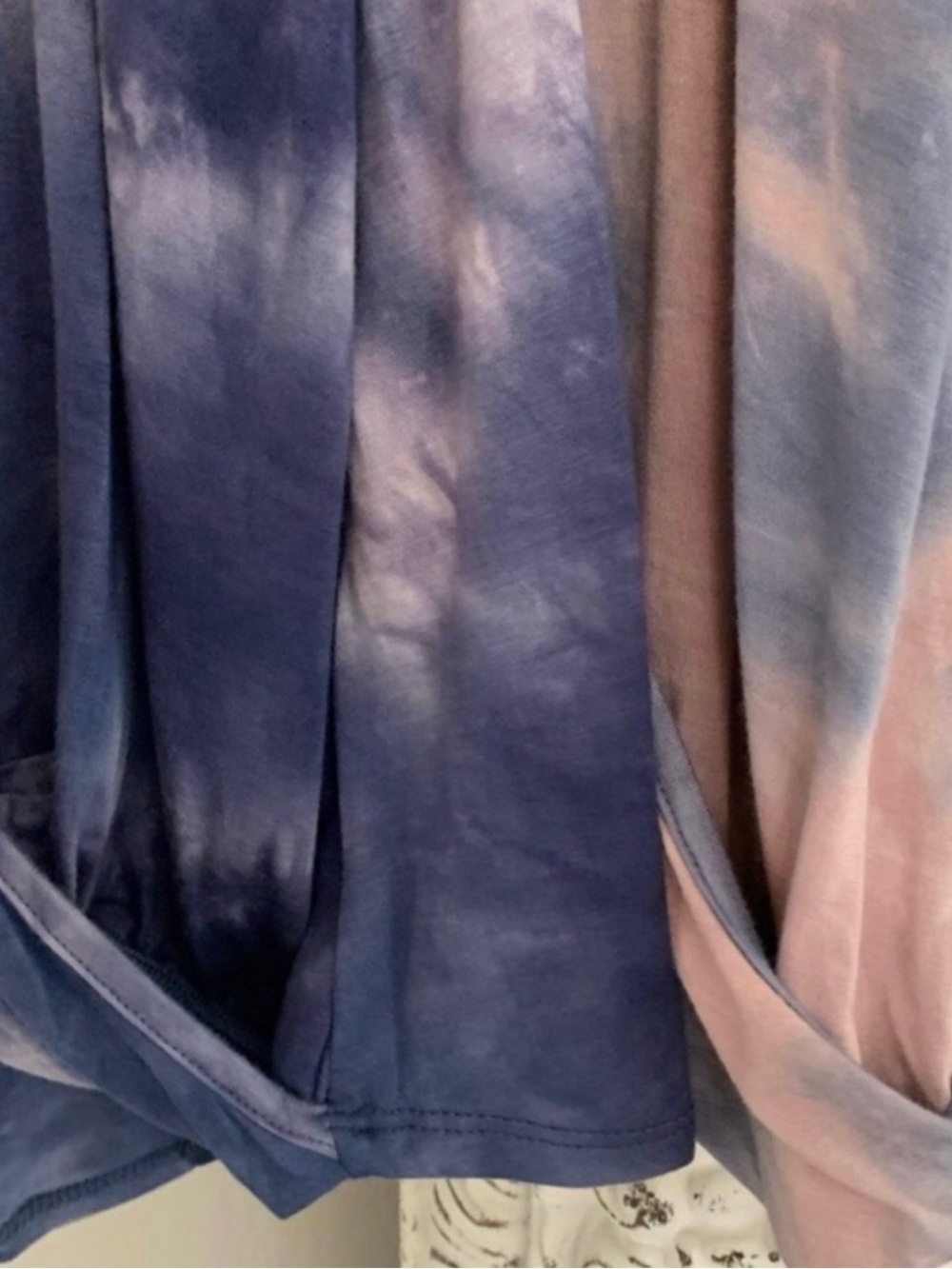 Blue Tie Dye Cold Shoulder Draped Short Sleeve Top / Small / WORN ONCE! 💙🤍 - Picture 5 of 6